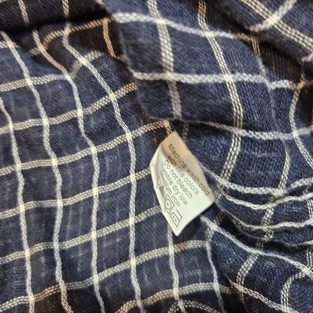 Carbon2Cobalt Men's XXL Blue White Textured Check Long Sleeve Shirt 100% Cotton - Picture 6 of 6